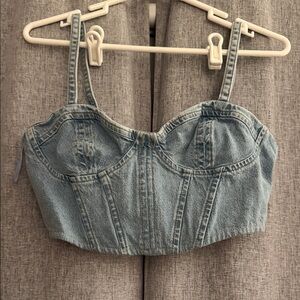Zara Light Blue Denim Crop Top